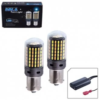 Лампы DRL с функцией "поворот" 2в1/S25/120 SMD-3014/5000K&3000K/12-24V AG 00000060227