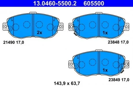 Гальмівні колодки передні дискові ATE 13.0460-5500.2