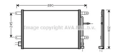 Радиатор кондиционера (Конденсатор) без осушителя AVA COOLING AI5238