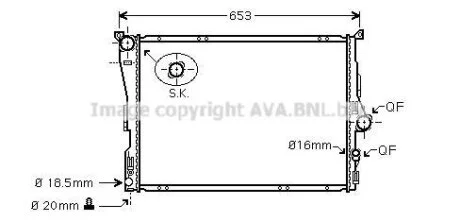 Радіатор охолодження BMW X3 (E83) 2.5 i 09/06- (вир-во AVA) AVA COOLING BW2343