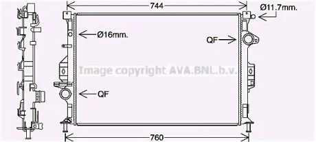 Радиатор охлаждения двигателя алюминий, пластик, автоматическая коробка передач AVA COOLING FDA2425