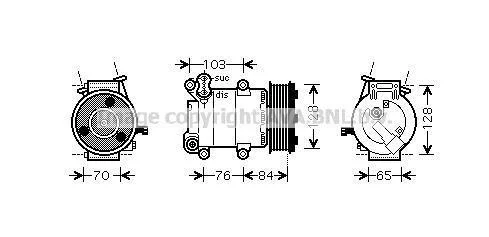 Компресор кондиціонера FORD Transit VII 2.4 TDCi 04/06- (вир-во AVA) AVA COOLING FDAK418 (фото 1)