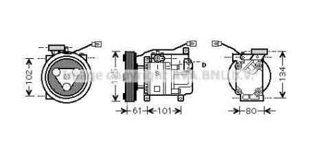Компрессор кондиционера MAZDA 3 (2004-) (выр-во AVA) AVA COOLING MZAK207