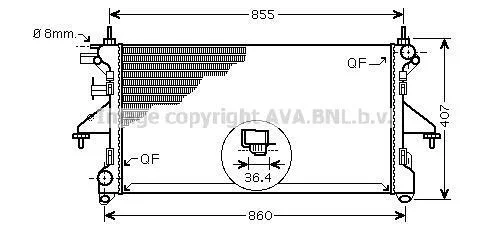 Радіатор, Система охолодження двигуна AVA COOLING PEA2304 (фото 1)