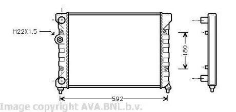 Радіатор GOLF3/VENTO 16i MT 92-94 (Ava) AVA COOLING VW2029