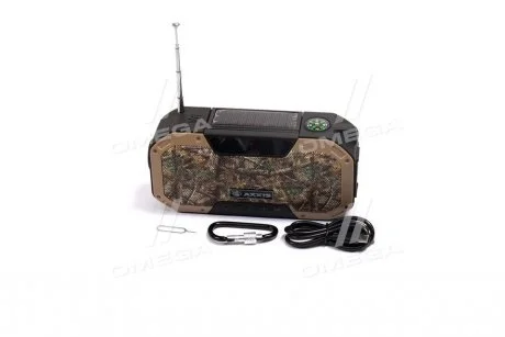 Фонарь-колонка Bluetooth, PowerBank 5000mA, сон.бат <AXXIS> Military Axxis AX-945
