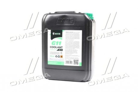 Антифриз GREEN G11 Сoolant Ready-Mix -36°C<> (зелений) (Каністра 10) Axxis AX-P999-G11GR RDM10