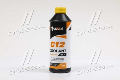 Антифриз YELLOW G12 Сoolant Ready-Mix -36°C<> (желтый) (Канистра 1кг) Axxis AX-P999-G11YE RDM1 (фото 1)
