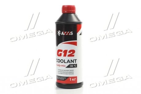 Антифриз RED G12 Сoolant Ready-Mix -36°C <> (красный) (Канистра 1кг)) Axxis AX-P999-G12R RDM1