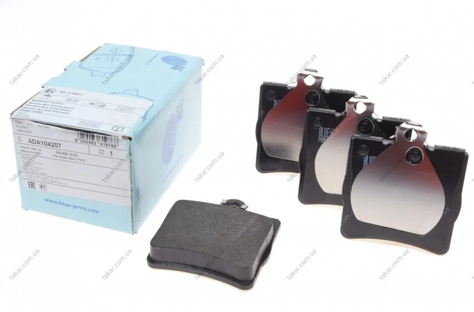 Гальмівні колодки задні дискові BLUE PRINT ADA104207 (фото 1)