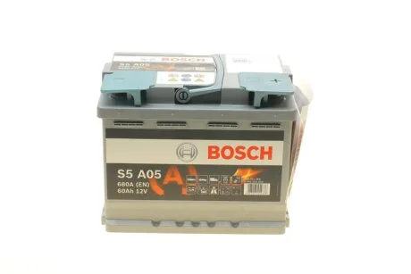 АКБ S5 AGM SILVER 60 А*ч -/+ 680A BOSCH 0 092 S5A 050