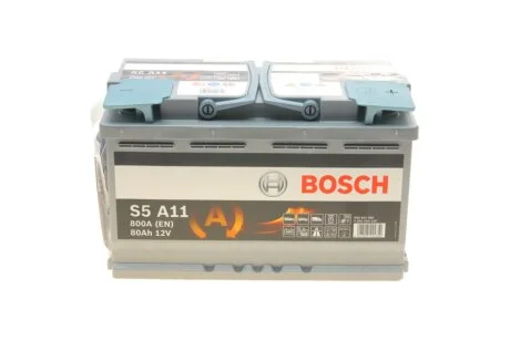 АКБ S5 AGM SILVER 80 А*ч -/+ 800А BOSCH 0 092 S5A 110