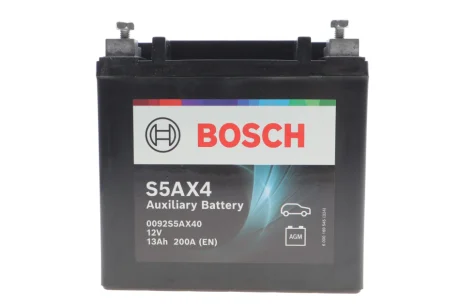 Аккумулятор вспомогательный AGM AUX 12V 13 А*ч 200А BOSCH 0092S5AX40