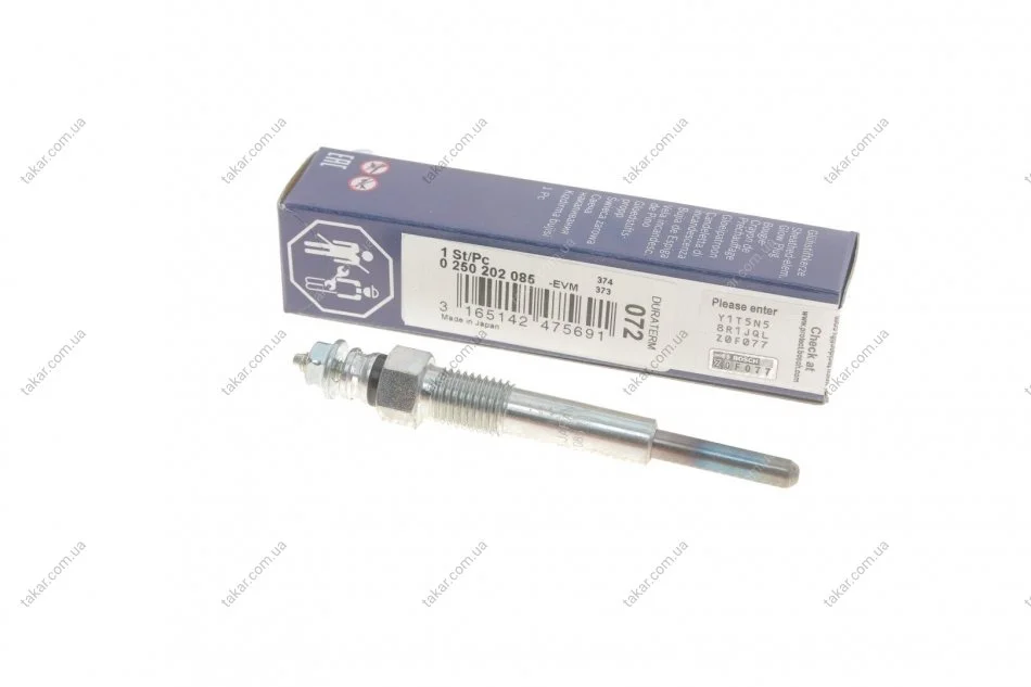 Свічка розжарювання 11V, 89мм BOSCH 0250202085 (фото 1)