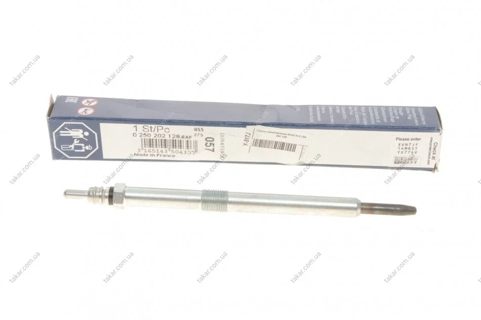 Свічка розжарювання 11V, 152мм BOSCH 0 250 202 128 (фото 1)
