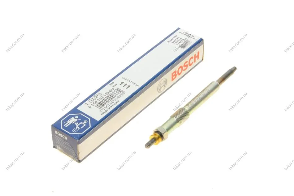 Свічка розжарювання 11V, 117мм BOSCH 0 250 202 135 (фото 1)