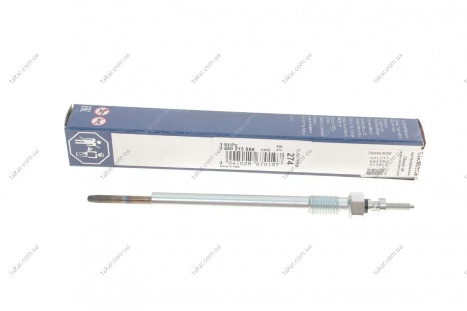 Свічка розжарювання 11V, 156мм BOSCH 0 250 213 006 (фото 1)