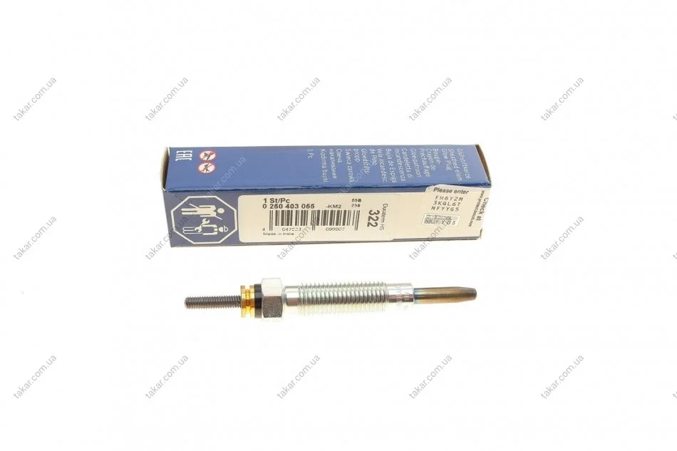 Свічка розжарювання 11V, 87мм BOSCH 0250403055 (фото 1)