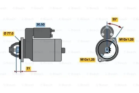 Стартер HYUNDAI, KIA, MITSUBISHI (вир-во) BOSCH 0986012301