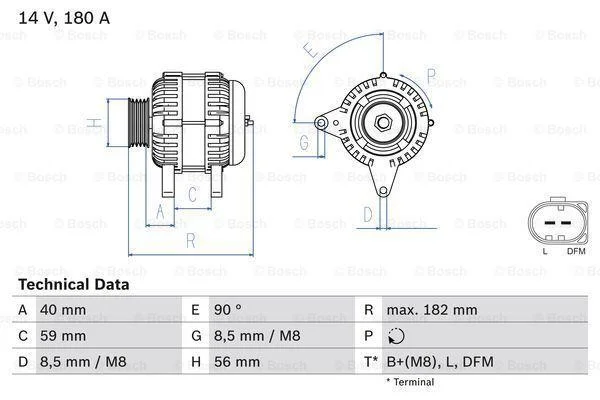 Генератор SKODA OCTAVIA (1Z3) 1.6 (вир-во) BOSCH 0986045340 (фото 1)