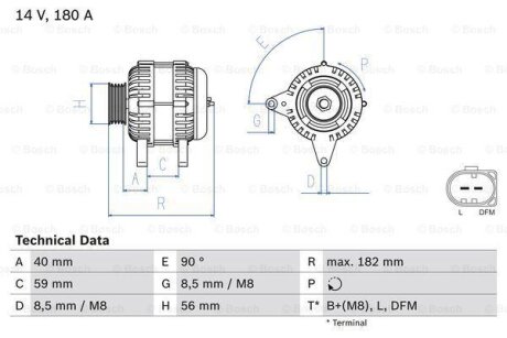 Генератор SKODA OCTAVIA (1Z3) 1.6 BOSCH 0986045340