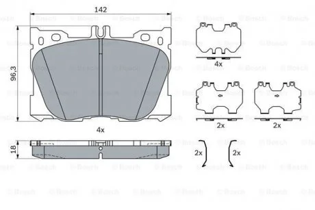 Тормозные колодки дисковые BOSCH 0986424335