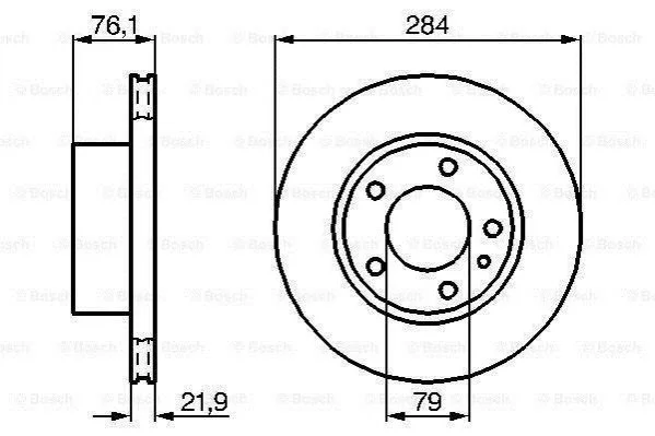 Гальмівний диск двосторонній на передній міст вентильований 5 BOSCH 0986478043 (фото 1)