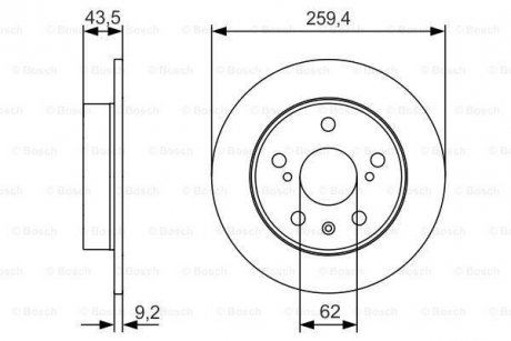 Тормозной диск SUZUKI SX-4/Vitara R'1.0-1.613>> BOSCH 0986479C44 (фото 1)