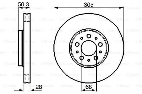 Торзмозной диск двухсторонний на передний мост вентилируемый 5 BOSCH 0 986 479 C59