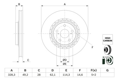 ДИСК тормозной передний HC-Coated BOSCH 0 986 479 G63