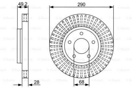 Тормозной диск NISSAN Quest/Pathfinder F'3,5'03>> BOSCH 0986479V48 (фото 1)