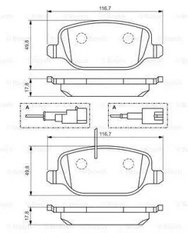 Гальмівні колодки задні дискові BOSCH 0986494466