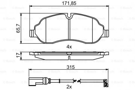 Тормозные колодки дисковые передние вкл. датчик износа BOSCH 0 986 494 845 (фото 1)