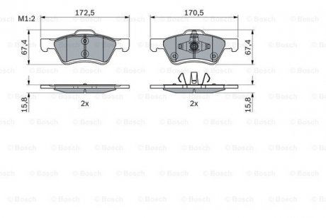 Колодки тормозные дисковые ПЕРЕДНОЙ MAZDA TRIBUTE 2.0I 16V 01.01- BOSCH 0986494960 (фото 1)