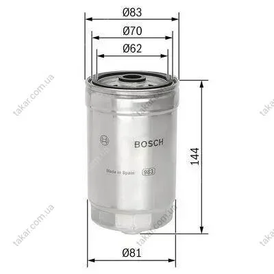 Паливний фільтр, що накручується, дизель BOSCH 1 457 434 314 (фото 1)