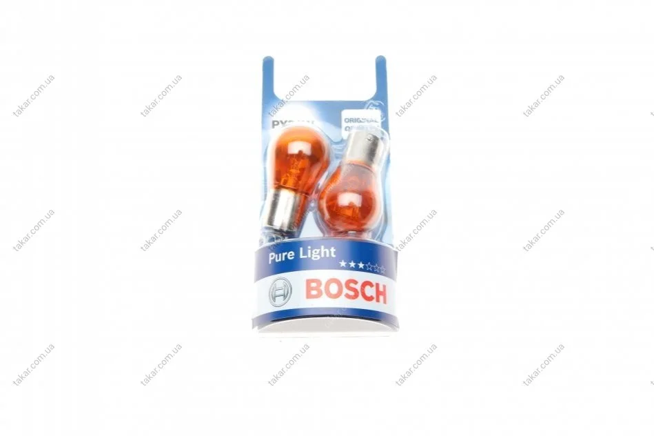 Лампа розжарювання PY21W 12V 21W BAU15s (blister 2шт) (вир-во Bosch) BOSCH 1 987 301 018 (фото 1)