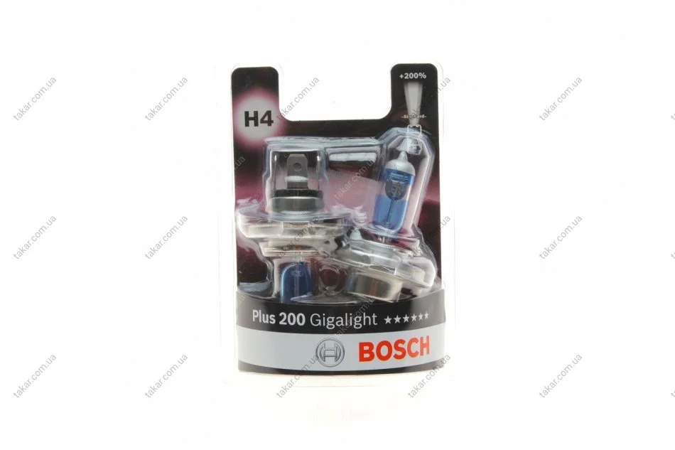 Лампа 12V 60/55W H4 Plus 200 Gigalight (к-кт 2шт) (вір-во Bosch) BOSCH 1987301435 (фото 1)