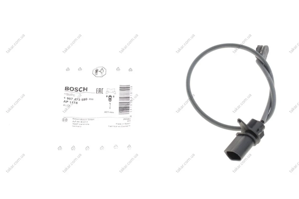 Датчик зношування гальмівних колодок. BOSCH 1987473598 (фото 1)