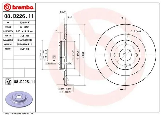 Гальмівний диск BREMBO 08D22611 (фото 1)