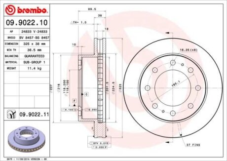 Диск гальмівний BREMBO 09.9022.11