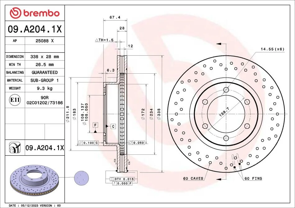 ГАЛЬМІВНИЙ ДИСК BREMBO 09.A204.1X (фото 1)