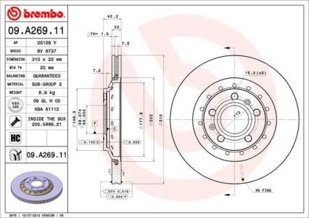 Гальмівний диск BREMBO 09.A269.11