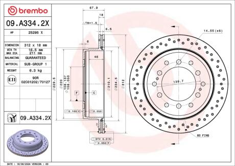 ГАЛЬМІВНИЙ ДИСК BREMBO 09.A334.2X