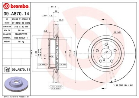 Диск гальмівний BREMBO 09.A870.11 (фото 1)