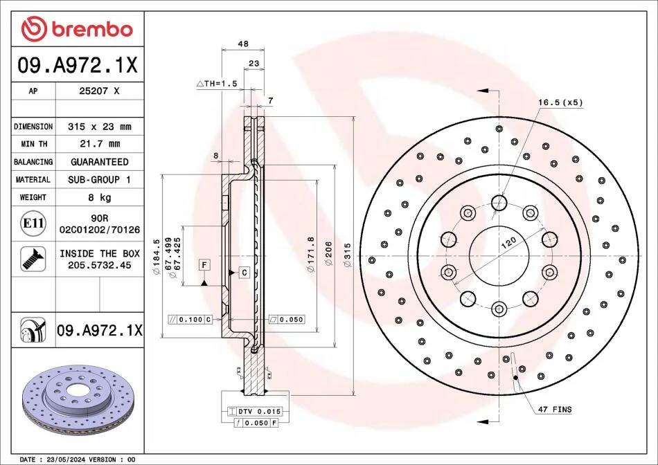 ГАЛЬМІВНИЙ ДИСК BREMBO 09.A972.1X (фото 1)