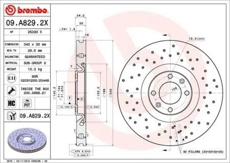Торзмозной диск двухсторонний на задний мост вентилируемый 5 BREMBO 09.D096.13
