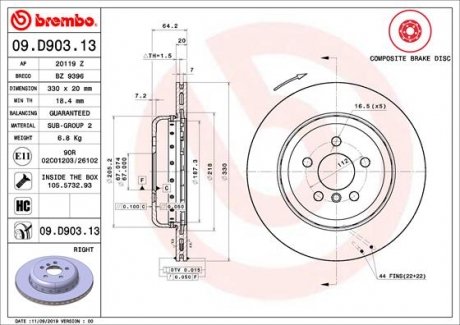 Гальмівний диск BREMBO 09.D903.13