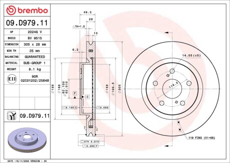 ГАЛЬМІВНИЙ ДИСК BREMBO 09.D979.11