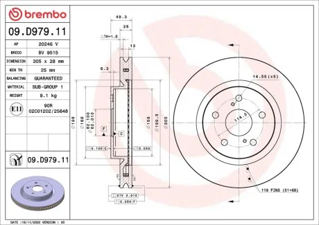 ГАЛЬМІВНИЙ ДИСК BREMBO 09.D979.11