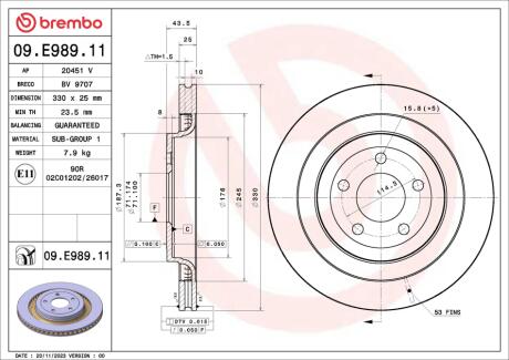 ГАЛЬМІВНИЙ ДИСК BREMBO 09.E989.11